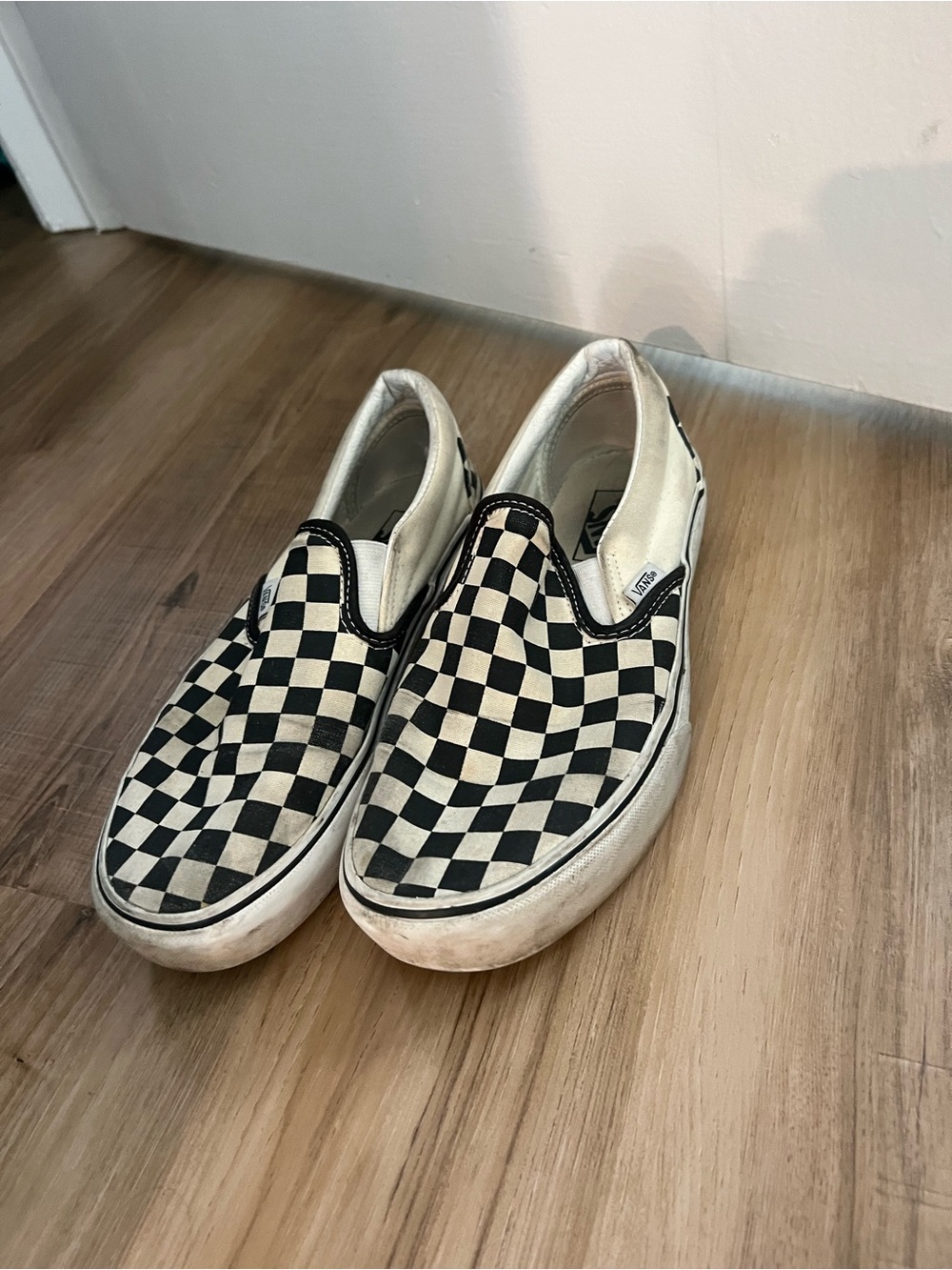 Vans Slip-On Checkerboard Canvas Sneakers - Black & White